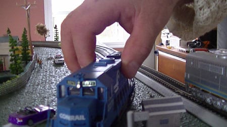slow-speed-locomotive in model train layout