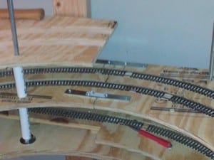 Parts and tools on incomplete helix railroad model