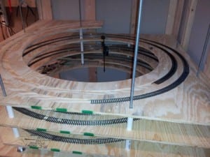 view of the helix railroad model from the side