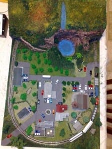 Top view of model railroad