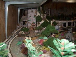 Different plants on the model train layout.