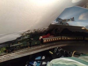 Model train on the track without a backdrop