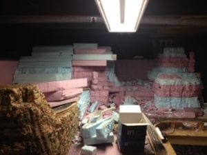 Unpainted mountains of the model railroad layout