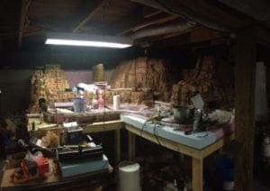 materials for the railroad layout on the table