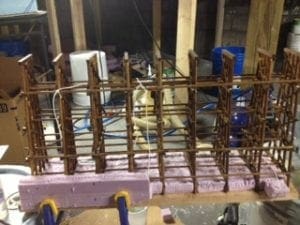 close up view of the wooden bridge foundation