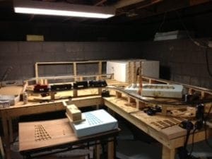 model train on an unfinished train track