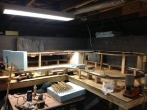 bare skeleton of the model railroad