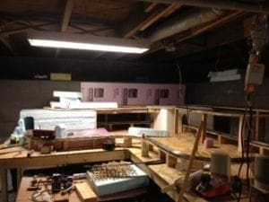 View of the tunnel's insides on the model railroad layout