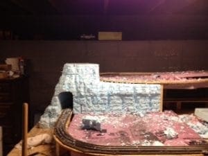 entrance of the tunnel on the model railroad layout