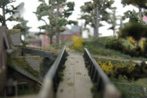 view from the bridge of the model railroad