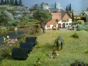 camp site on the model railroad