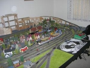 The model railroad's tunnel during construction. 