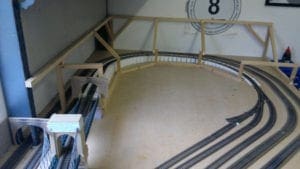 bridge and entrance of tunnel of model railroad