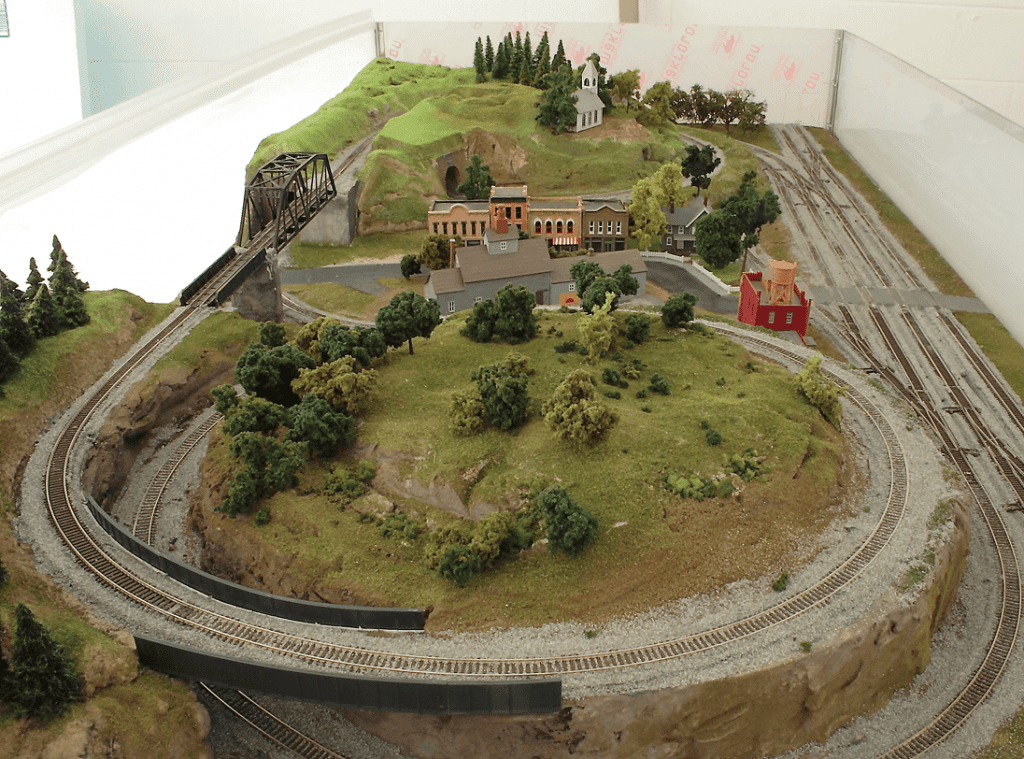 n scale model railroad with detailed tunnel.