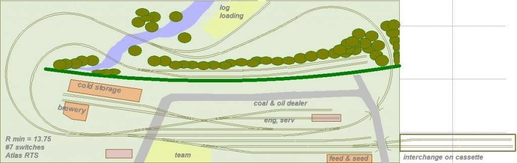 3x7 N scale hollow core door track plan