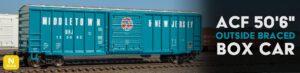 (image for) N Scale ACF 50'6" Outside Braced Box Car